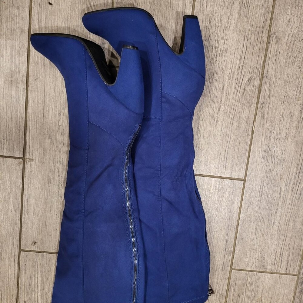 Leila Stone Royal Blue Suede Boots